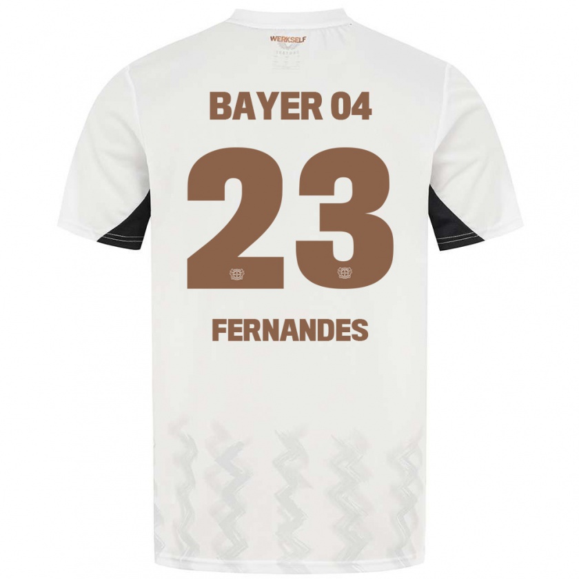 Kandiny Kinder Tyron Fernandes #23 Weiß Schwarz Auswärtstrikot Trikot 2024/25 T-Shirt