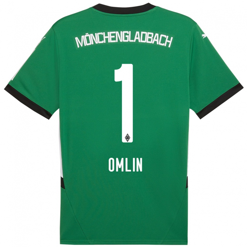 Kandiny Kinder Jonas Omlin #1 Grün Weiß Auswärtstrikot Trikot 2024/25 T-Shirt