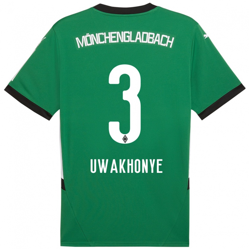 Kandiny Kinder Joshua Uwakhonye #3 Grün Weiß Auswärtstrikot Trikot 2024/25 T-Shirt