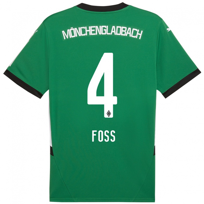 Kandiny Kinder Jonathan Foss #4 Grün Weiß Auswärtstrikot Trikot 2024/25 T-Shirt