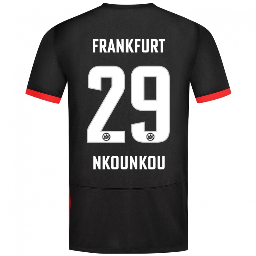 Kandiny Kinder Niels Nkounkou #29 Schwarz Auswärtstrikot Trikot 2024/25 T-Shirt