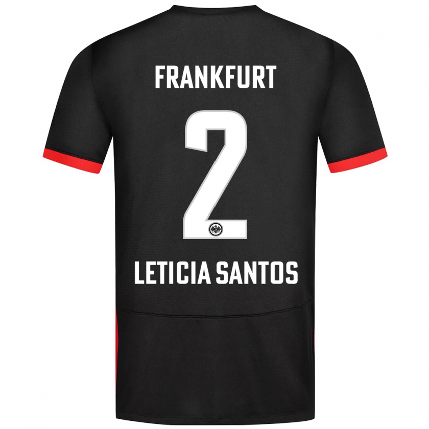 Kandiny Kinder Letícia Santos De Oliveira #2 Schwarz Auswärtstrikot Trikot 2024/25 T-Shirt