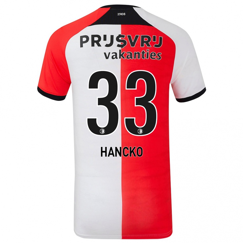 Kandiny Herren Dávid Hancko #33 Rot Weiß Heimtrikot Trikot 2024/25 T-Shirt