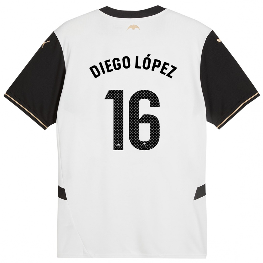 Kandiny Herren Diego López #16 Weiß Schwarz Heimtrikot Trikot 2024/25 T-Shirt