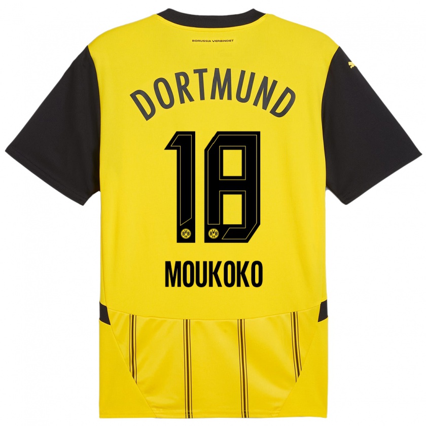 Kandiny Herren Youssoufa Moukoko #18 Gelb Schwarz Heimtrikot Trikot 2024/25 T-Shirt