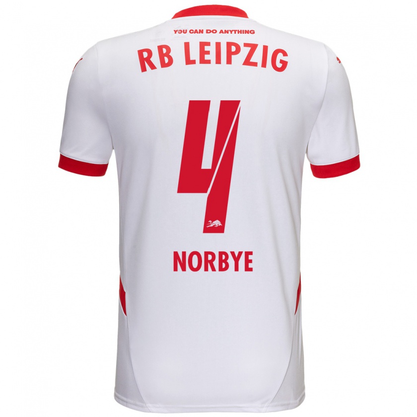 Kandiny Herren Jonathan Norbye #4 Weiß Rot Heimtrikot Trikot 2024/25 T-Shirt