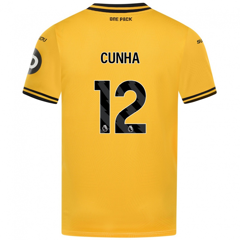 Kandiny Herren Matheus Cunha #12 Gelb Heimtrikot Trikot 2024/25 T-Shirt