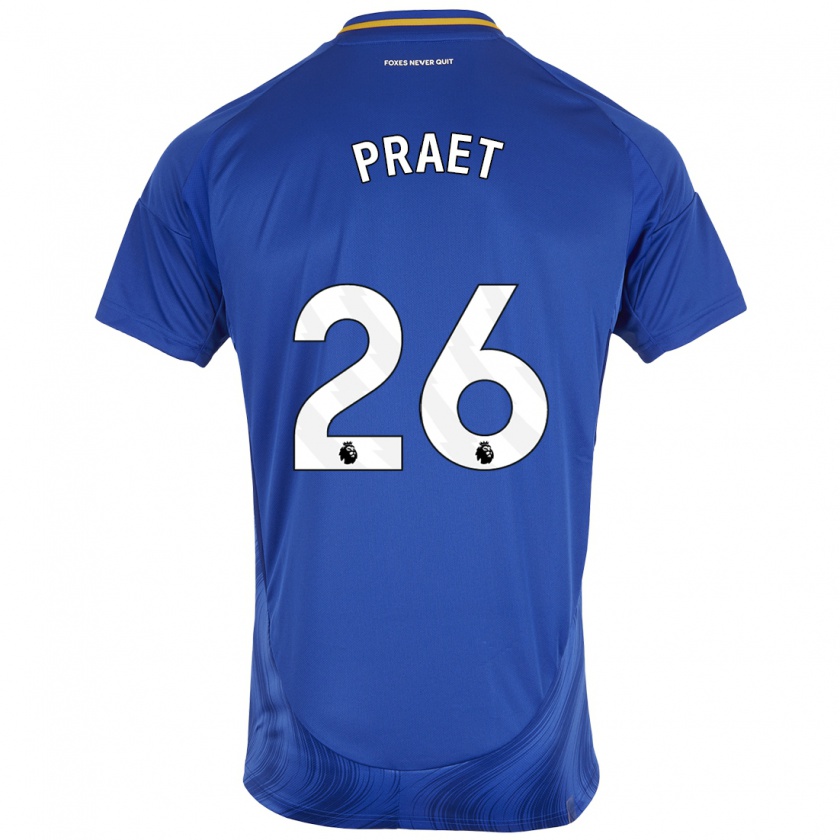 Kandiny Herren Dennis Praet #26 Blau Weiß Heimtrikot Trikot 2024/25 T-Shirt