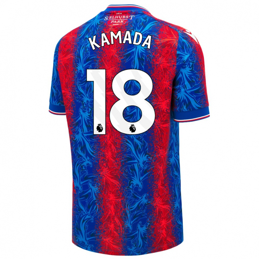 Kandiny Herren Daichi Kamada #18 Rot Blauen Streifen Heimtrikot Trikot 2024/25 T-Shirt