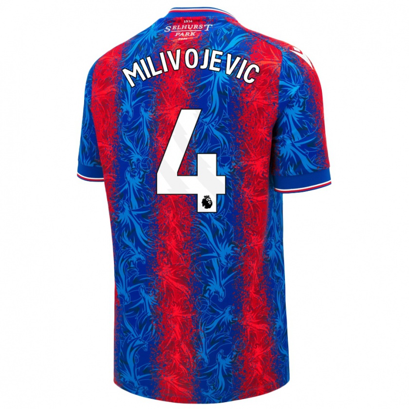 Kandiny Herren Luka Milivojevic #4 Rot Blauen Streifen Heimtrikot Trikot 2024/25 T-Shirt