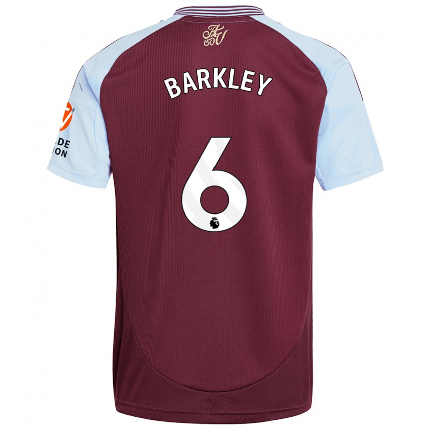 Kandiny Herren Ross Barkley #6 Burgunder Himmelblau Heimtrikot Trikot 2024/25 T-Shirt