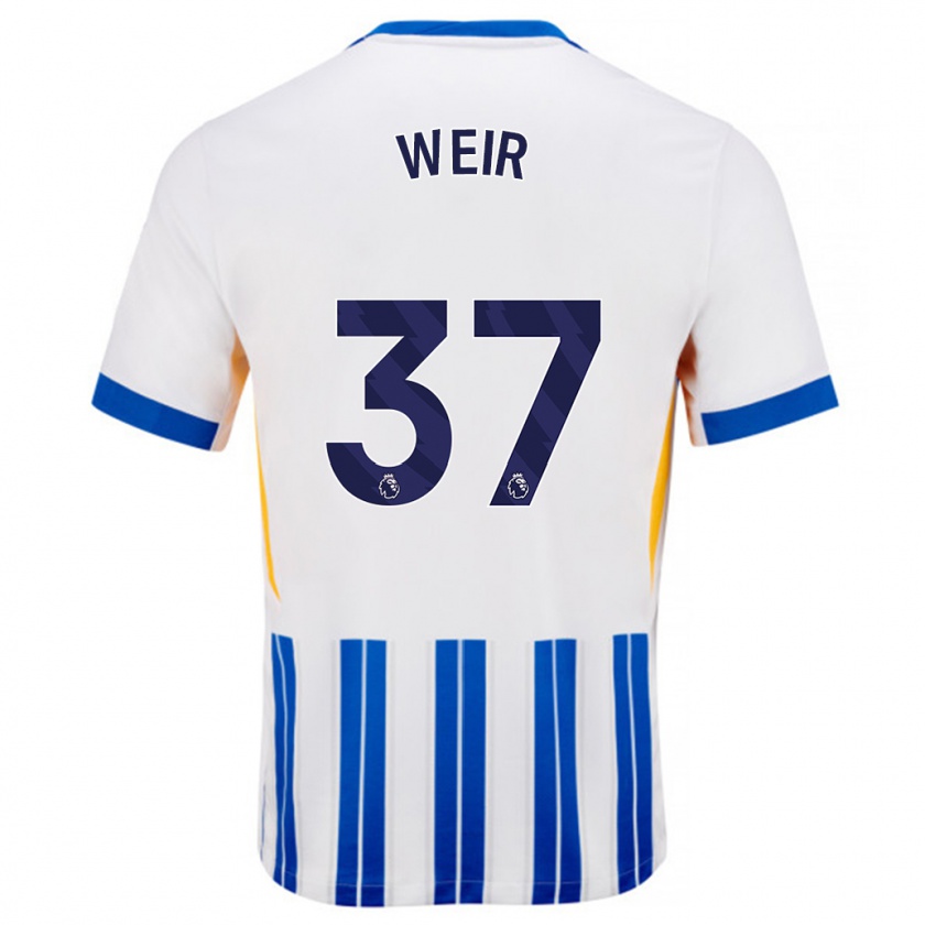 Kandiny Herren Jensen Weir #37 Weiß Blaue Nadelstreifen Heimtrikot Trikot 2024/25 T-Shirt