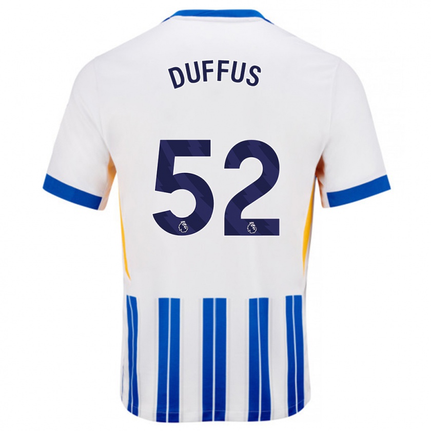 Kandiny Herren Josh Duffus #52 Weiß Blaue Nadelstreifen Heimtrikot Trikot 2024/25 T-Shirt