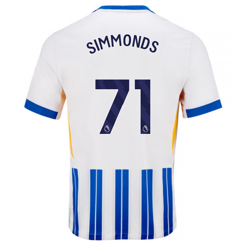 Kandiny Herren Freddie Simmonds #71 Weiß Blaue Nadelstreifen Heimtrikot Trikot 2024/25 T-Shirt