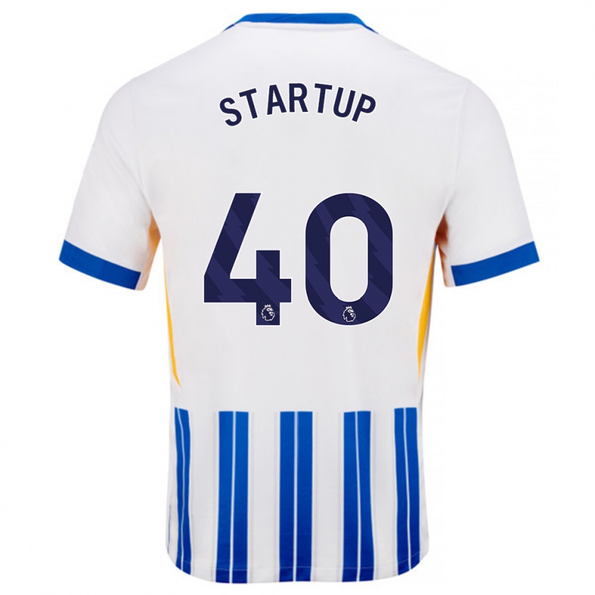 Kandiny Herren Katie Startup #40 Weiß Blaue Nadelstreifen Heimtrikot Trikot 2024/25 T-Shirt