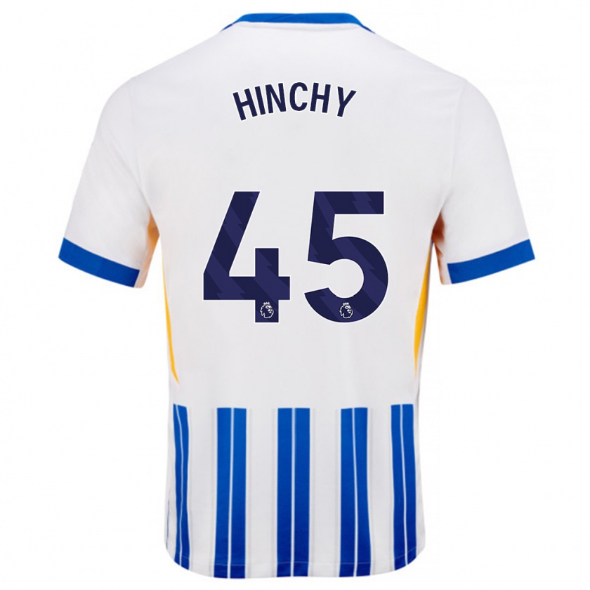 Kandiny Herren Jack Hinchy #45 Weiß Blaue Nadelstreifen Heimtrikot Trikot 2024/25 T-Shirt