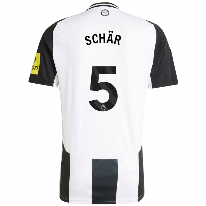 Kandiny Herren Fabian Schär #5 Weiß Schwarz Heimtrikot Trikot 2024/25 T-Shirt