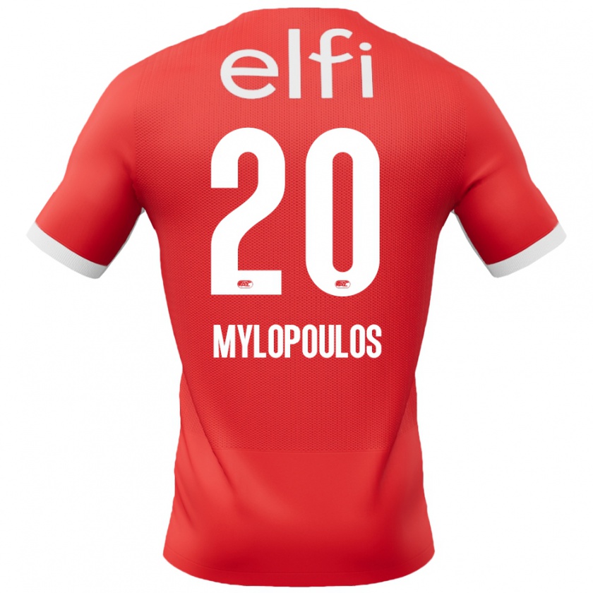 Kandiny Herren Marios Mylopoulos #20 Rot Weiß Heimtrikot Trikot 2024/25 T-Shirt