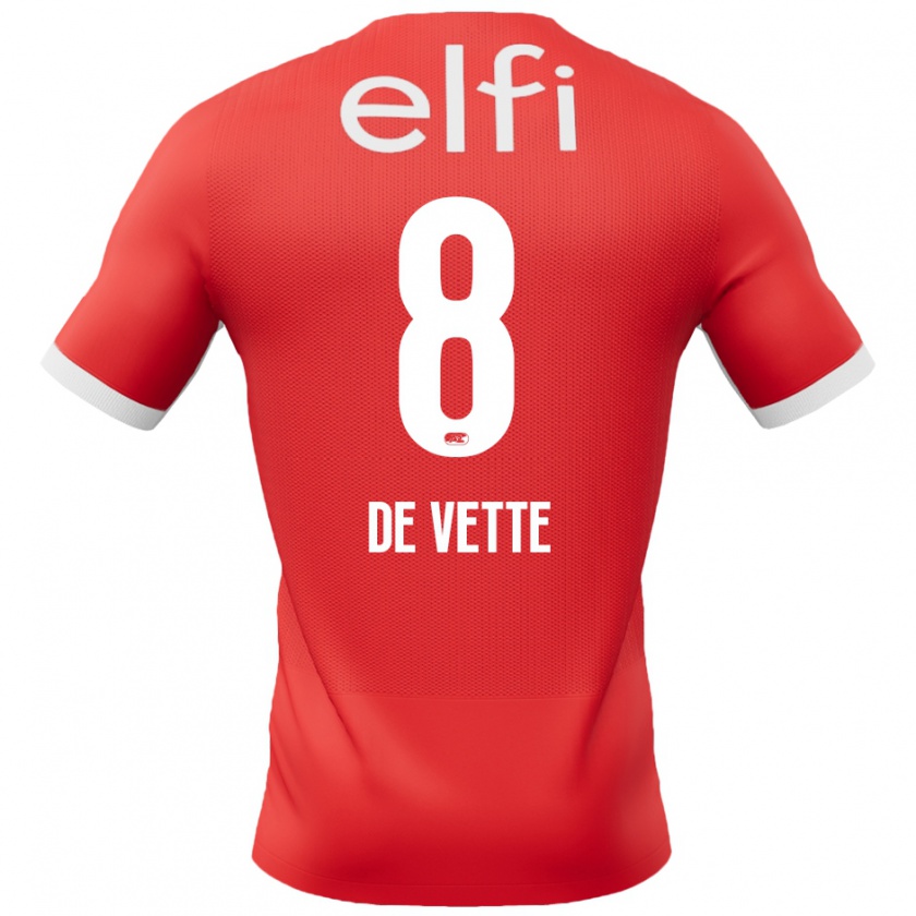 Kandiny Herren Manique De Vette #8 Rot Weiß Heimtrikot Trikot 2024/25 T-Shirt