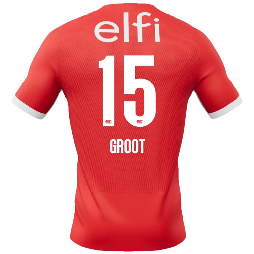 Kandiny Herren Pleun Groot #15 Rot Weiß Heimtrikot Trikot 2024/25 T-Shirt