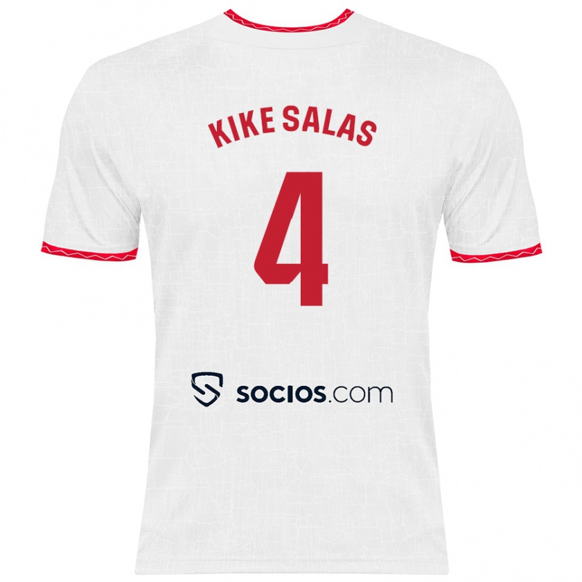 Kandiny Herren Kike Salas #4 Weiß Rot Heimtrikot Trikot 2024/25 T-Shirt