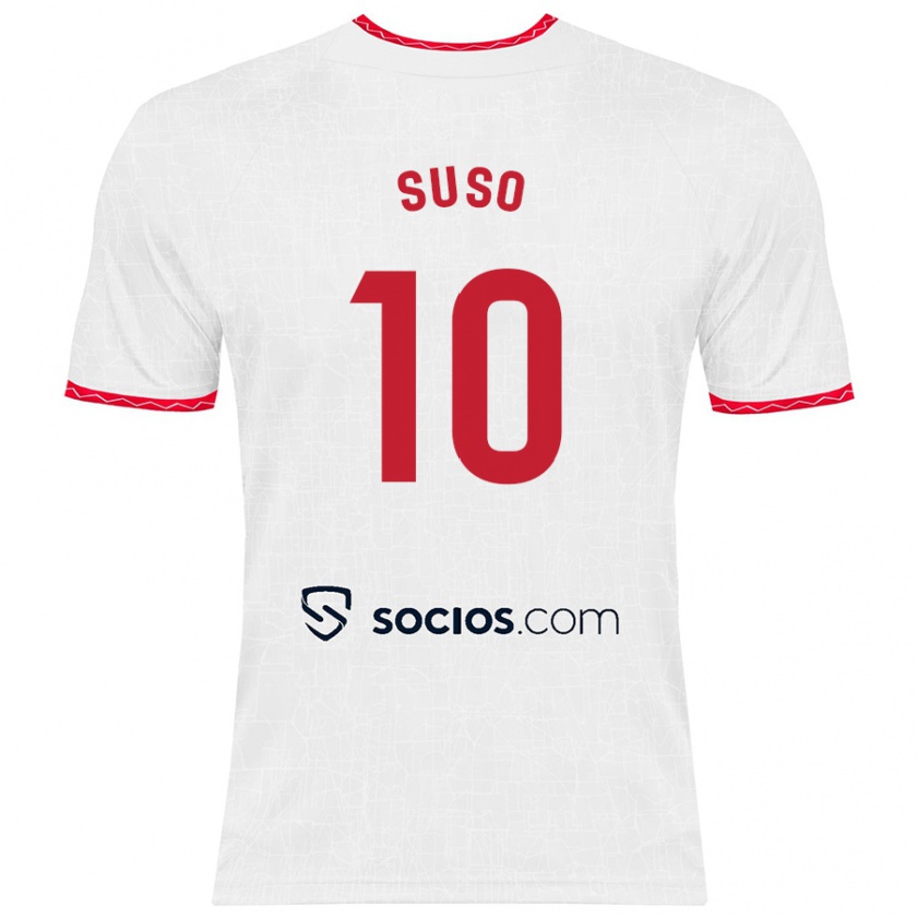 Kandiny Herren Suso #10 Weiß Rot Heimtrikot Trikot 2024/25 T-Shirt