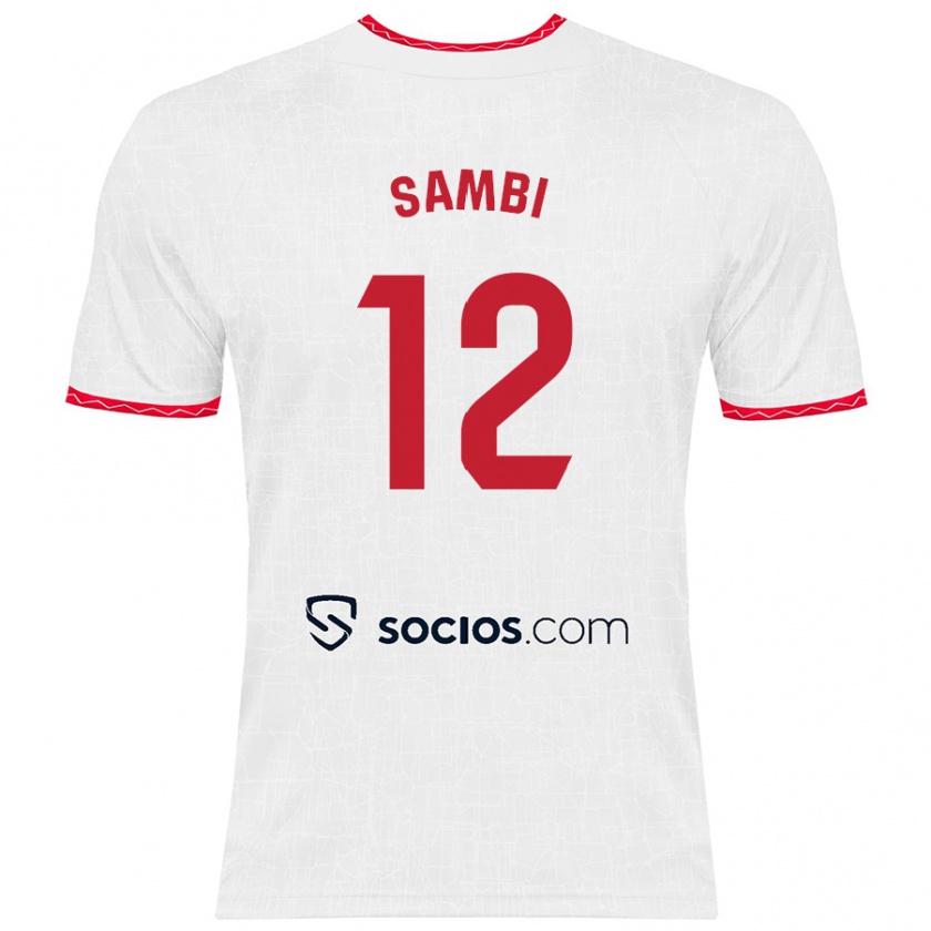 Kandiny Herren Albert Sambi Lokonga #12 Weiß Rot Heimtrikot Trikot 2024/25 T-Shirt