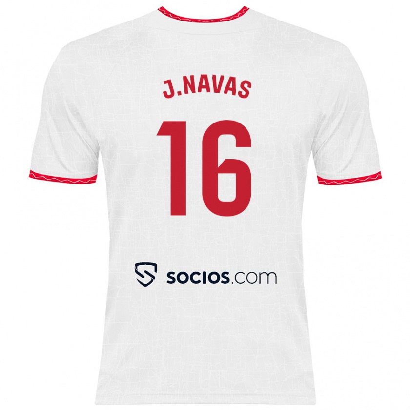 Kandiny Herren Jesús Navas #16 Weiß Rot Heimtrikot Trikot 2024/25 T-Shirt