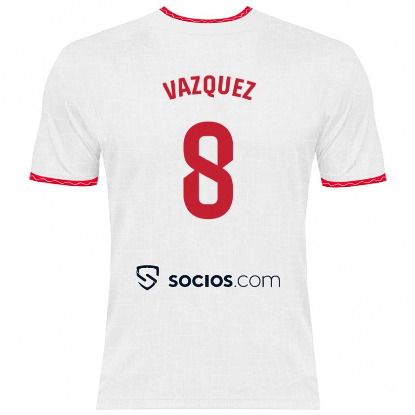 Kandiny Herren Manolo Vázquez #8 Weiß Rot Heimtrikot Trikot 2024/25 T-Shirt