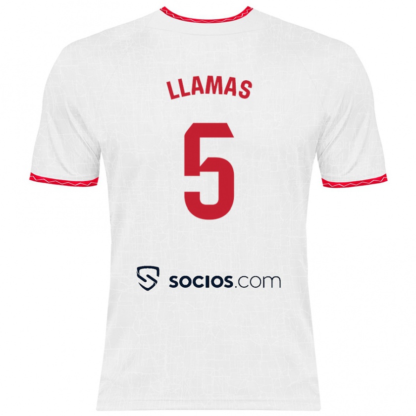 Kandiny Herren Eva Llamas #5 Weiß Rot Heimtrikot Trikot 2024/25 T-Shirt