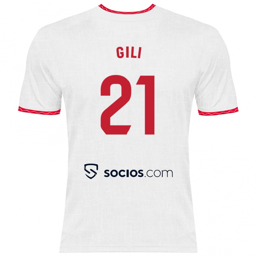 Kandiny Herren Gemma Gili #21 Weiß Rot Heimtrikot Trikot 2024/25 T-Shirt