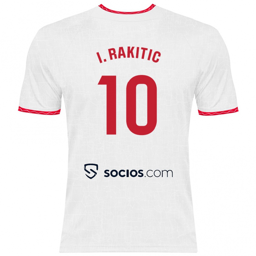 Kandiny Herren Ivan Rakitic #10 Weiß Rot Heimtrikot Trikot 2024/25 T-Shirt