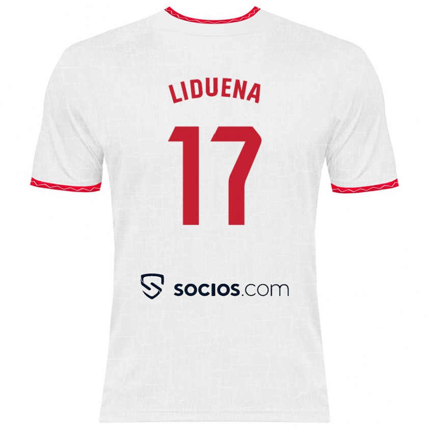 Kandiny Herren Daniel Lidueña #17 Weiß Rot Heimtrikot Trikot 2024/25 T-Shirt