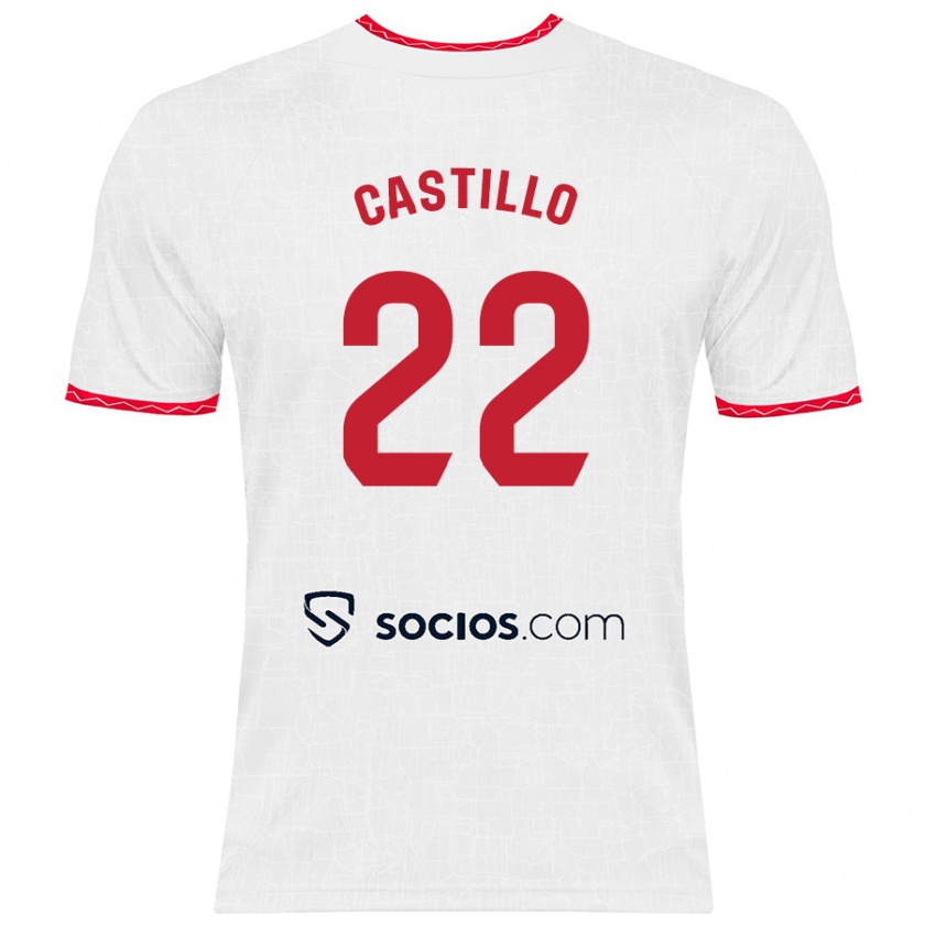 Kandiny Herren José Castillo #22 Weiß Rot Heimtrikot Trikot 2024/25 T-Shirt