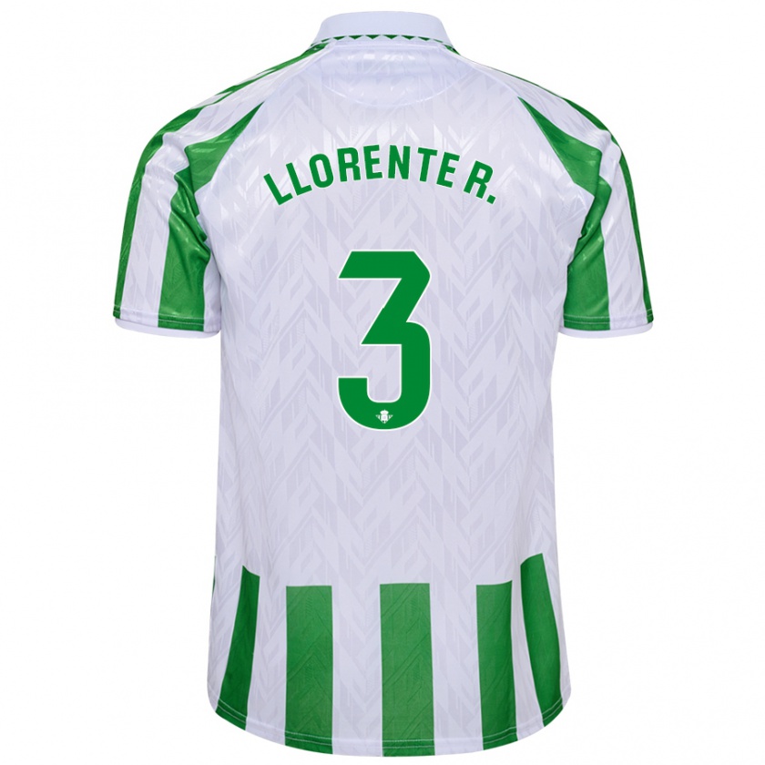 Kandiny Herren Diego Llorente #3 Grün Weiße Streifen Heimtrikot Trikot 2024/25 T-Shirt