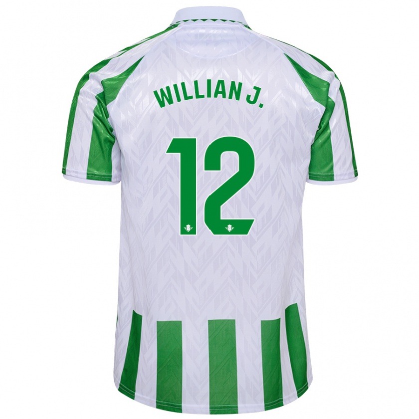 Kandiny Herren Willian José #12 Grün Weiße Streifen Heimtrikot Trikot 2024/25 T-Shirt