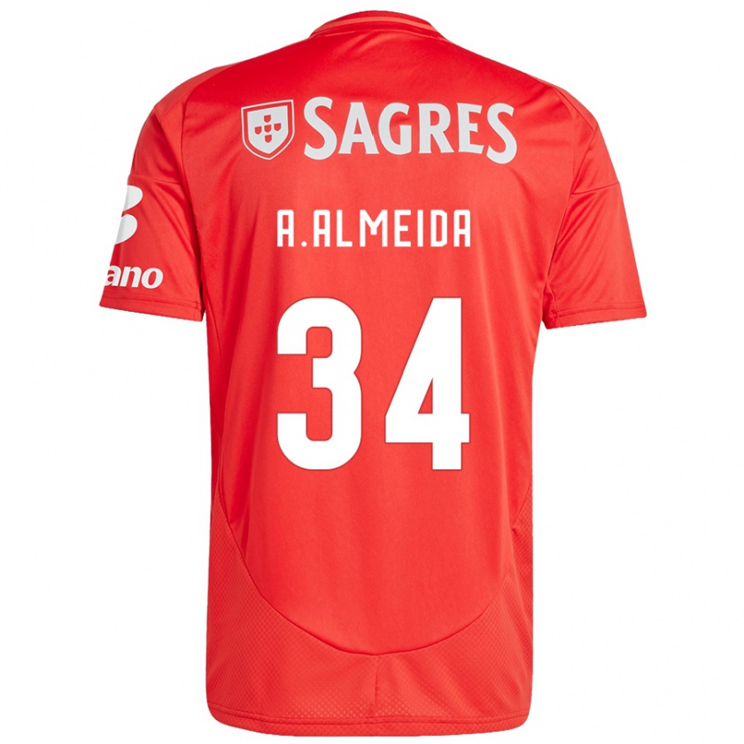 Kandiny Herren Andre Almeida #34 Rot Weiß Heimtrikot Trikot 2024/25 T-Shirt