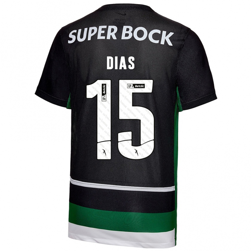 Kandiny Herren Rodrigo Dias #15 Schwarz Weiß Grün Heimtrikot Trikot 2024/25 T-Shirt