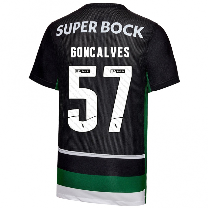 Kandiny Herren Inês Gonçalves #57 Schwarz Weiß Grün Heimtrikot Trikot 2024/25 T-Shirt