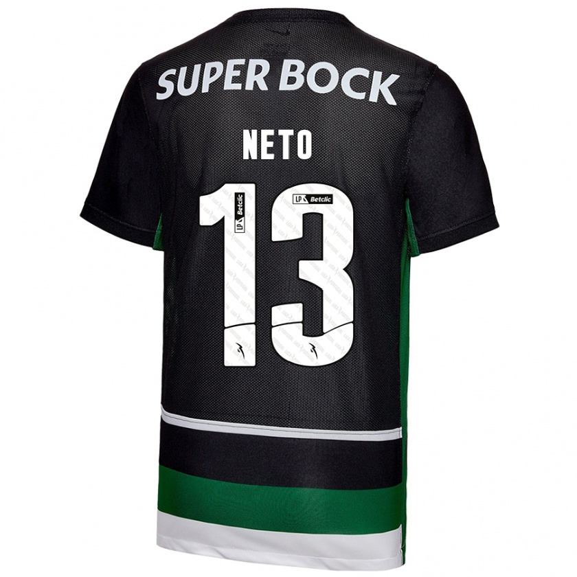 Kandiny Herren Luís Neto #13 Schwarz Weiß Grün Heimtrikot Trikot 2024/25 T-Shirt