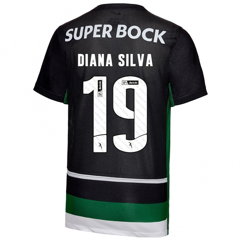 Kandiny Herren Diana Micaela Abreu De Sousa E Silva #19 Schwarz Weiß Grün Heimtrikot Trikot 2024/25 T-Shirt