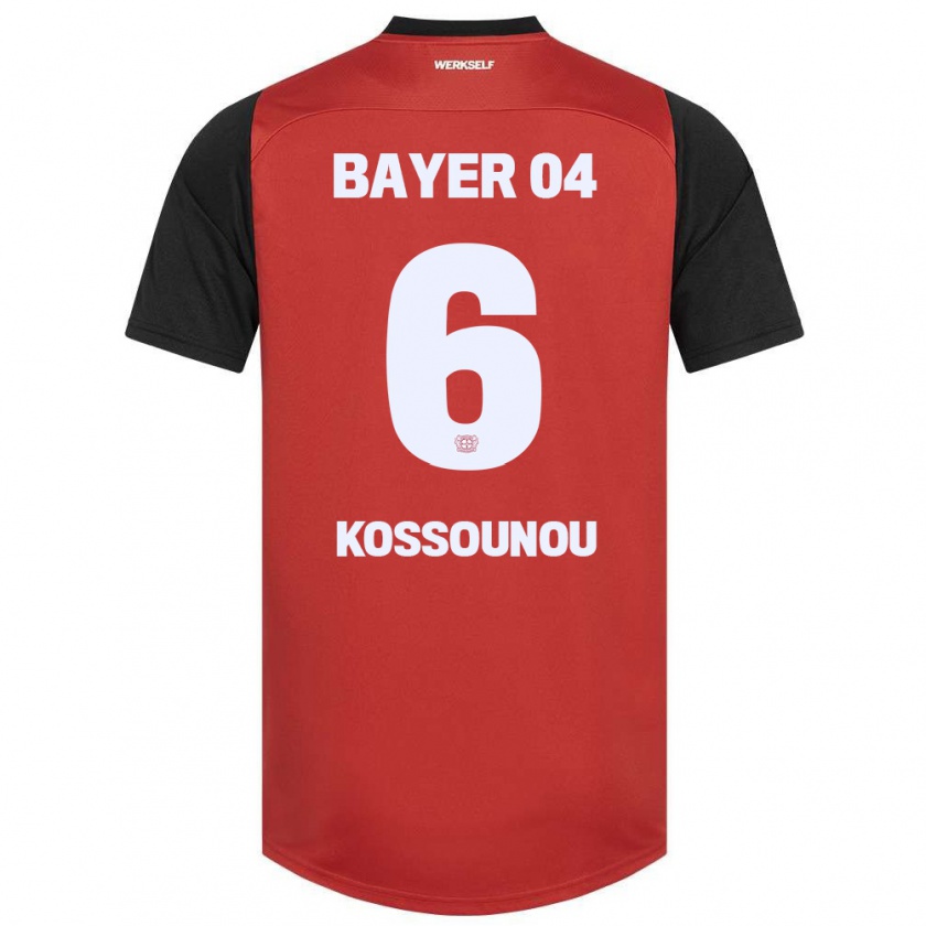 Kandiny Herren Odilon Kossounou #6 Rot Schwarz Heimtrikot Trikot 2024/25 T-Shirt