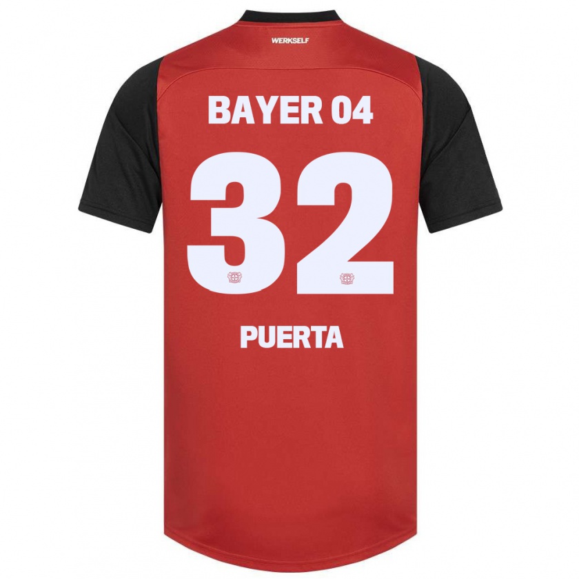 Kandiny Herren Gustavo Puerta #32 Rot Schwarz Heimtrikot Trikot 2024/25 T-Shirt