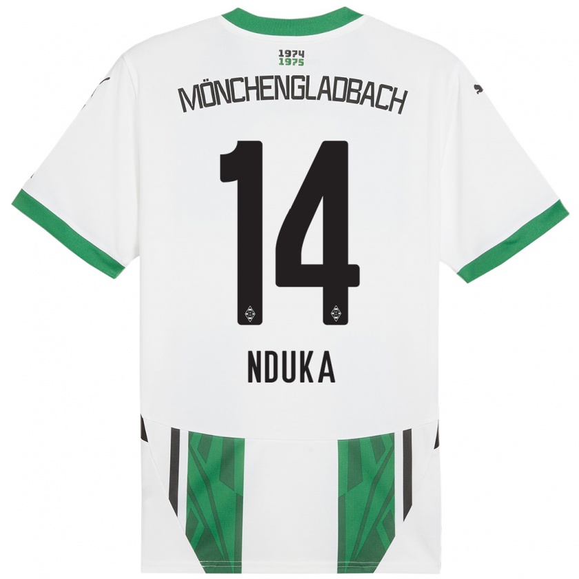 Kandiny Herren Michael Nduka #14 Weiß Grün Heimtrikot Trikot 2024/25 T-Shirt