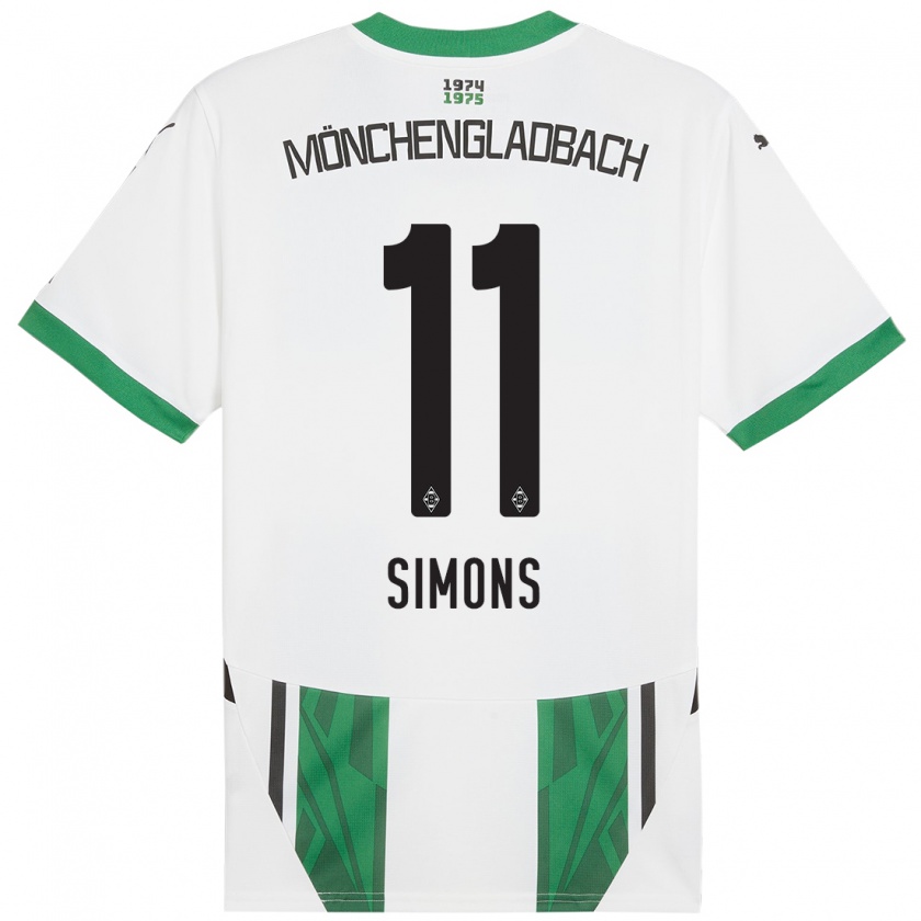 Kandiny Herren Kelly Simons #11 Weiß Grün Heimtrikot Trikot 2024/25 T-Shirt