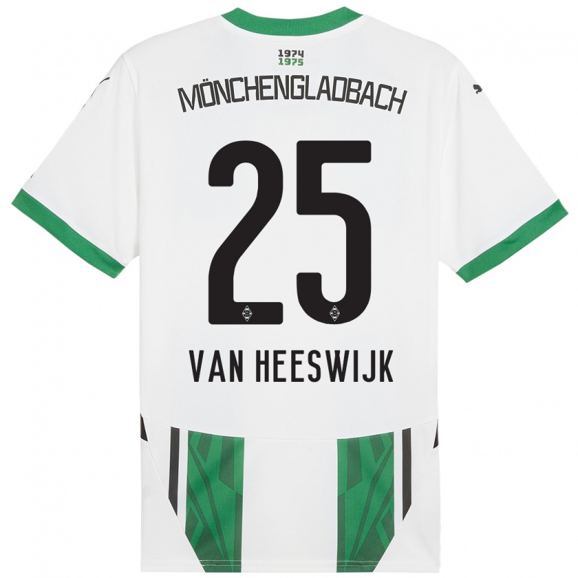 Kandiny Herren Amber Van Heeswijk #25 Weiß Grün Heimtrikot Trikot 2024/25 T-Shirt