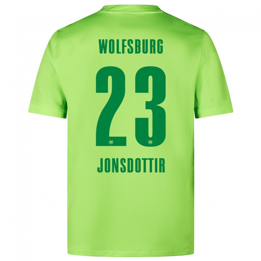 Kandiny Herren Sveindís Jane Jónsdóttir #23 Fluoreszierendes Grün Heimtrikot Trikot 2024/25 T-Shirt