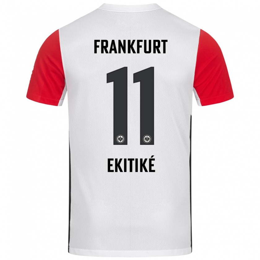 Kandiny Herren Hugo Ekitiké #11 Weiß Rot Heimtrikot Trikot 2024/25 T-Shirt