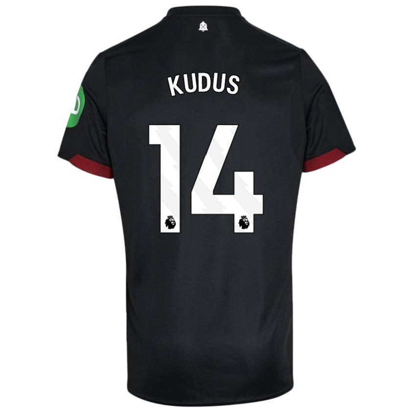 Kandiny Herren Mohammed Kudus #14 Schwarz Weiß Auswärtstrikot Trikot 2024/25 T-Shirt