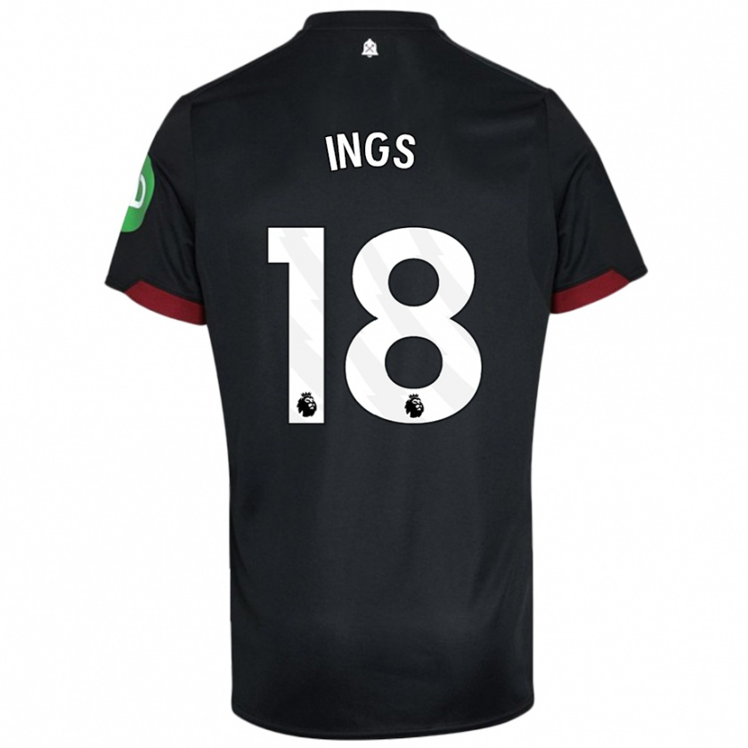 Kandiny Herren Danny Ings #18 Schwarz Weiß Auswärtstrikot Trikot 2024/25 T-Shirt